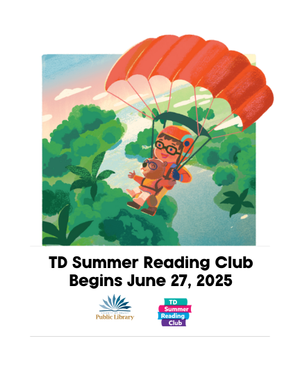Td Summer Reading Club Logo and Image of Boy Parachuting