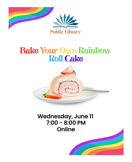 Roll Cake Poster with colourful letters advertising the Rainbow Roll Cake Program