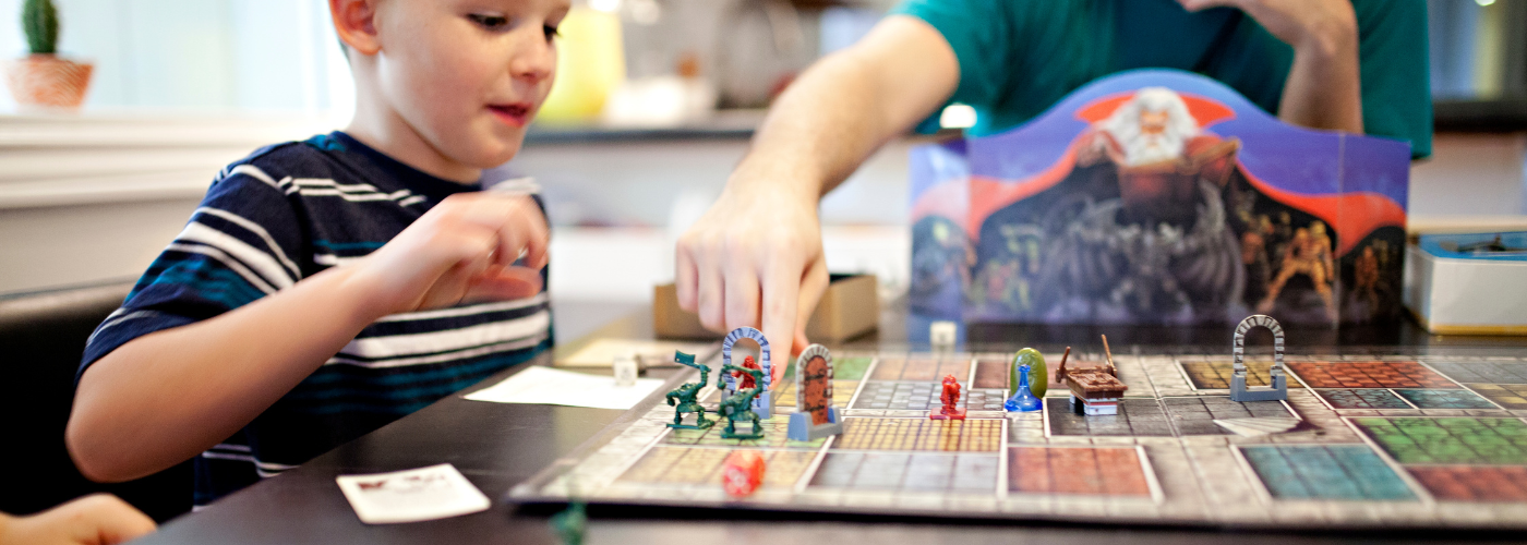 Family playing a tabletop roleplaying game.