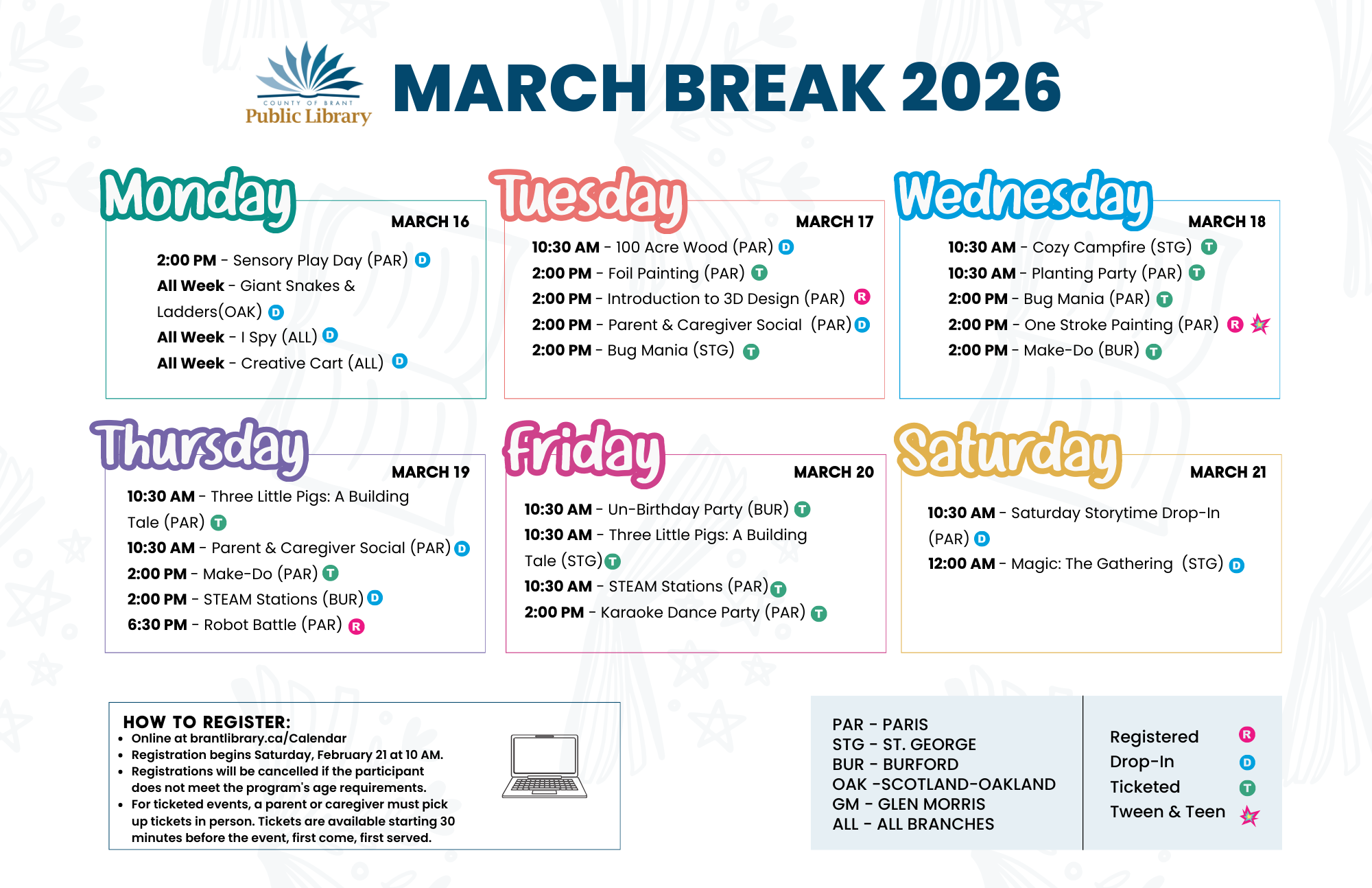 March BReak Calendar 2026