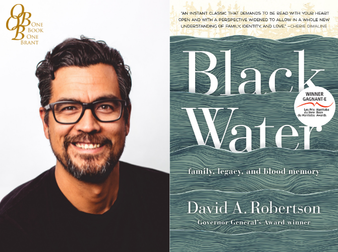 Image features author David A. Robertson and his memoir "Black Water."