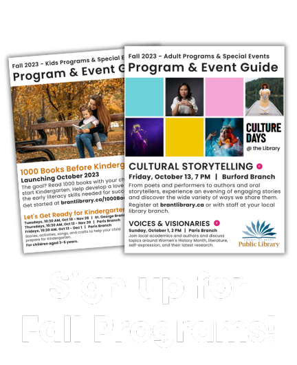 Covers of two fall program guides. Text below reads, "Sign up for fall programs!"