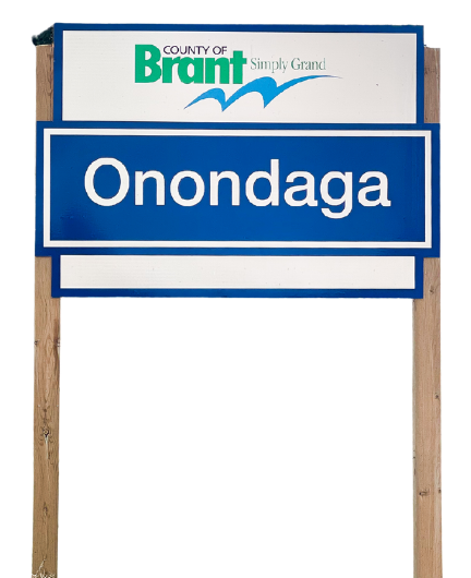 County town sign for Onondaga, Ontario.