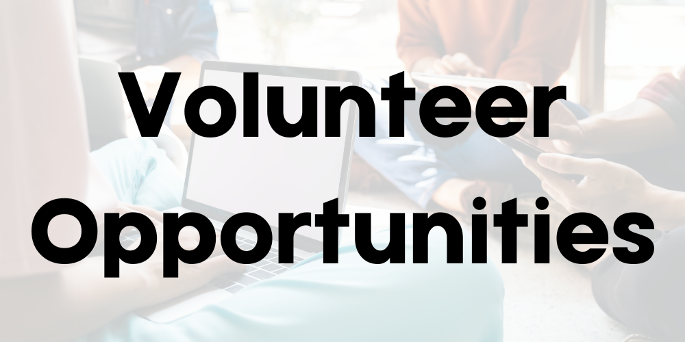 Half-page graphic with text that reads, "Volunteer opportunities."