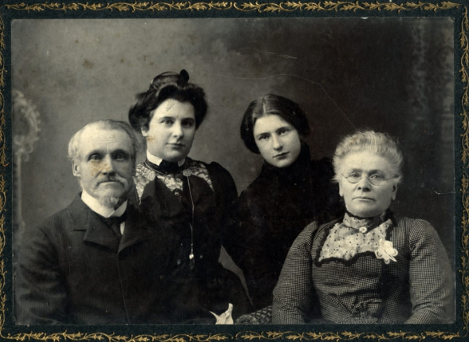 black and white historical family portrait